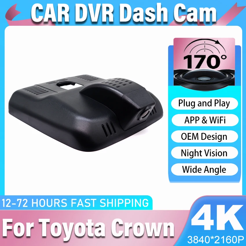 New! Easy to install Car DVR WiFi Video Recorder 4K Dash Cam Camera For Toyota Crown 2023 2024 2025 2026 (16th Gen), OEM Style