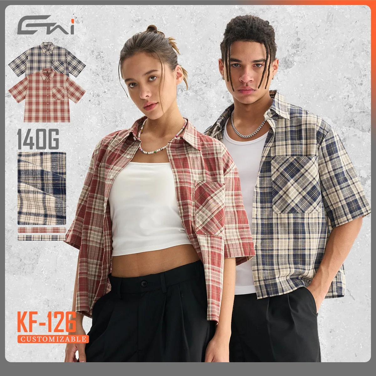 

Summer Spring Men's Clothing Short Sleeve Box Fit Shirt Cotton Checkered Loose Y2K Vintage Casual Wear Button Collar