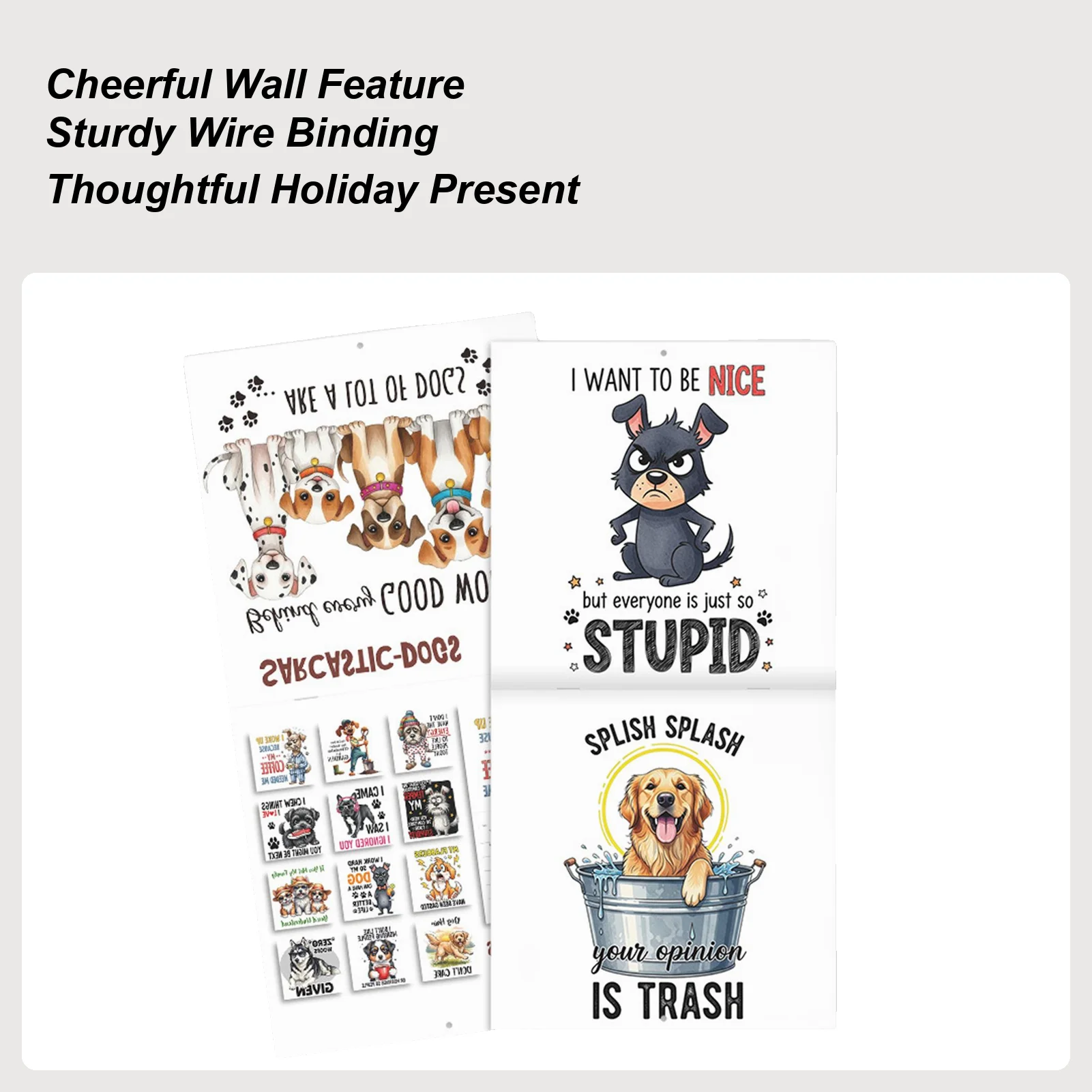 2026 SARCASTIC-DOGS Calendar Humorous Dog Wall Calendar Wall Calendar Planner Organizer Display Monthly Schedule Planner