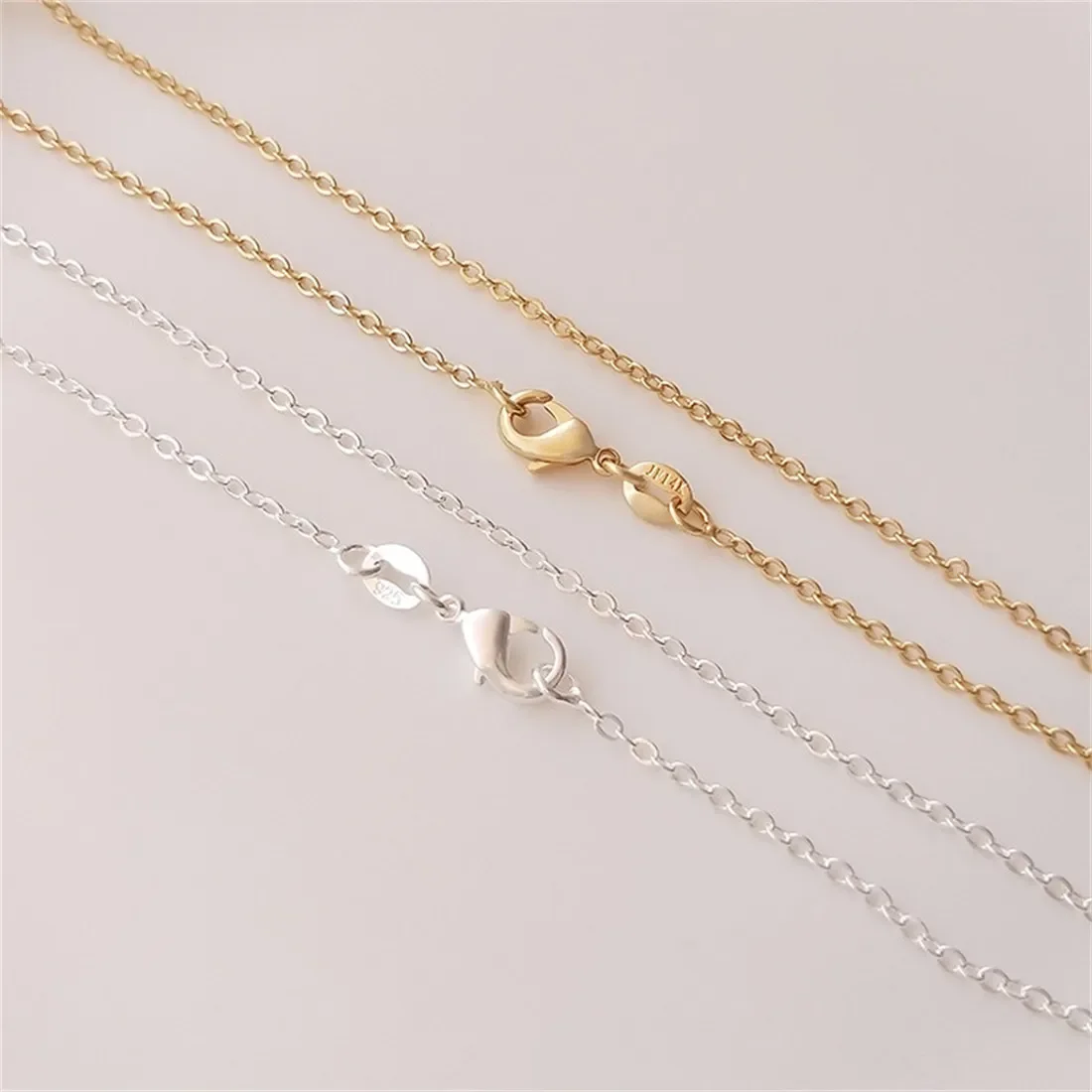 

Bao Zhenjin JF14K Clavicle Chain 50cm Steel Print 925 Silver Necklace DIY Handmade O-shaped Chain Bare Chain Accessory B753