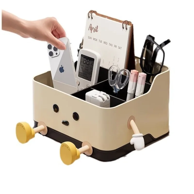 

Creative Desktop Storage Box, Remote Control Stand, Large Capacity, Multiple Compartments, Multifunctional Stationery Storage