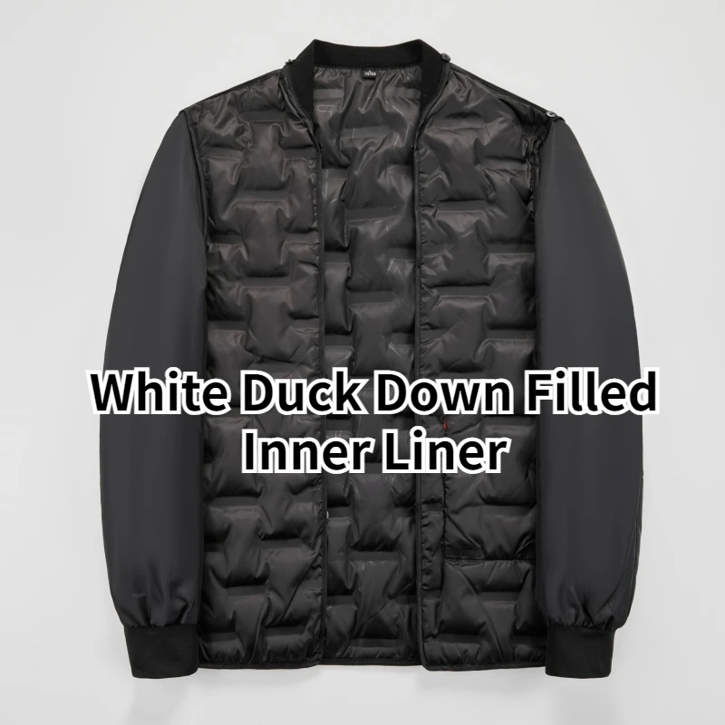 Brand Lightweight Down Jacket Men\'s Winter 2024 New Business Lapel Windproof White Duck Down Coat Men\'s Light Luxury Warm Parka