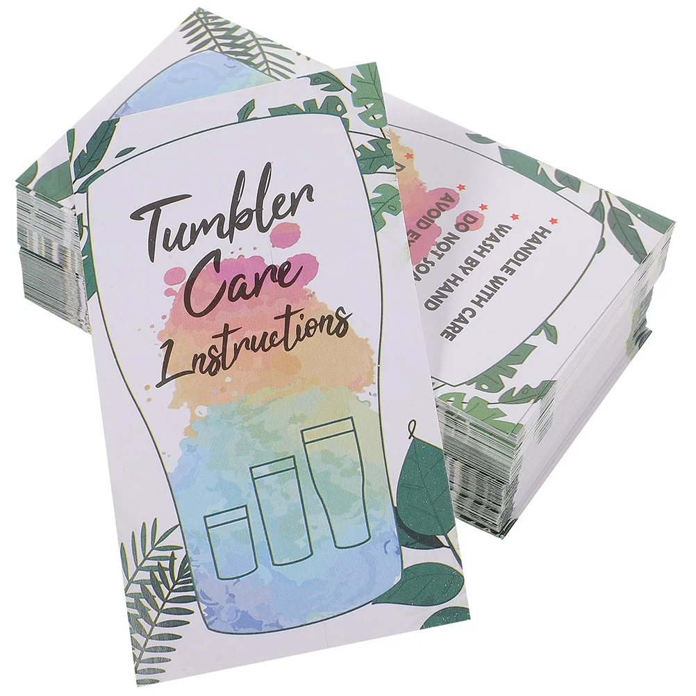 

50Pcs Cup Care Instructions Cards Paper Tumbler Care Cards Glass Cup Cleaning Guide Tags Small Business Supplies