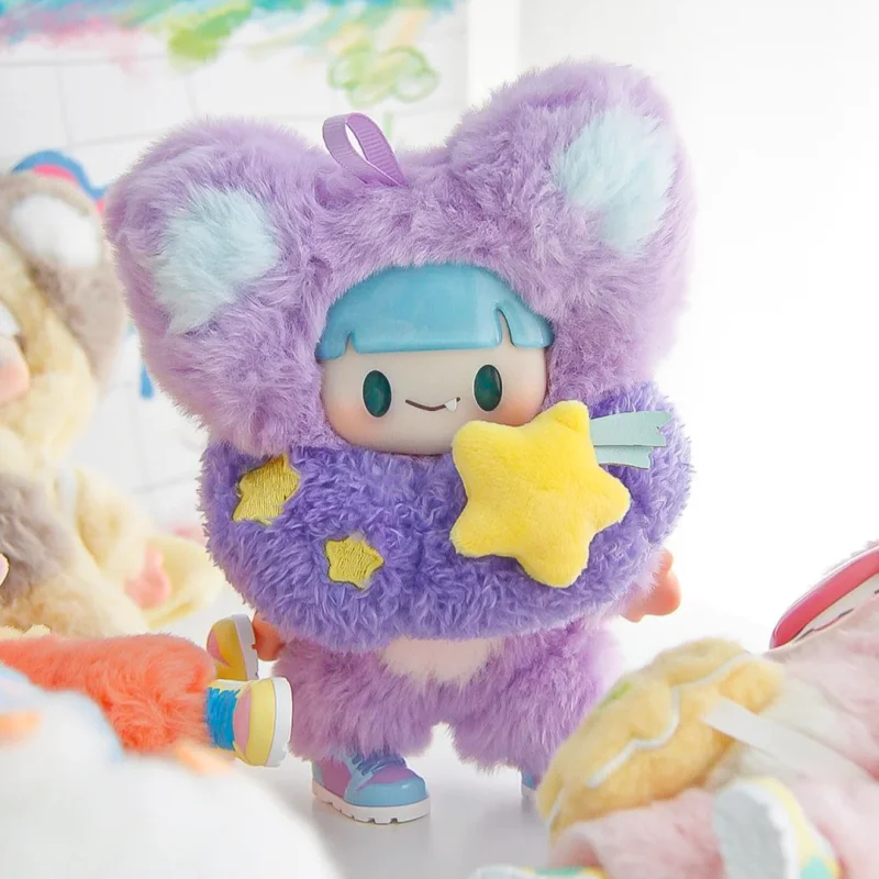 Autentica scatola a sorpresa con volto in vinile colorato Adou, piena di vitalità, set Kawaii con ciondolo stile clip, giocattoli per ragazze multi posa