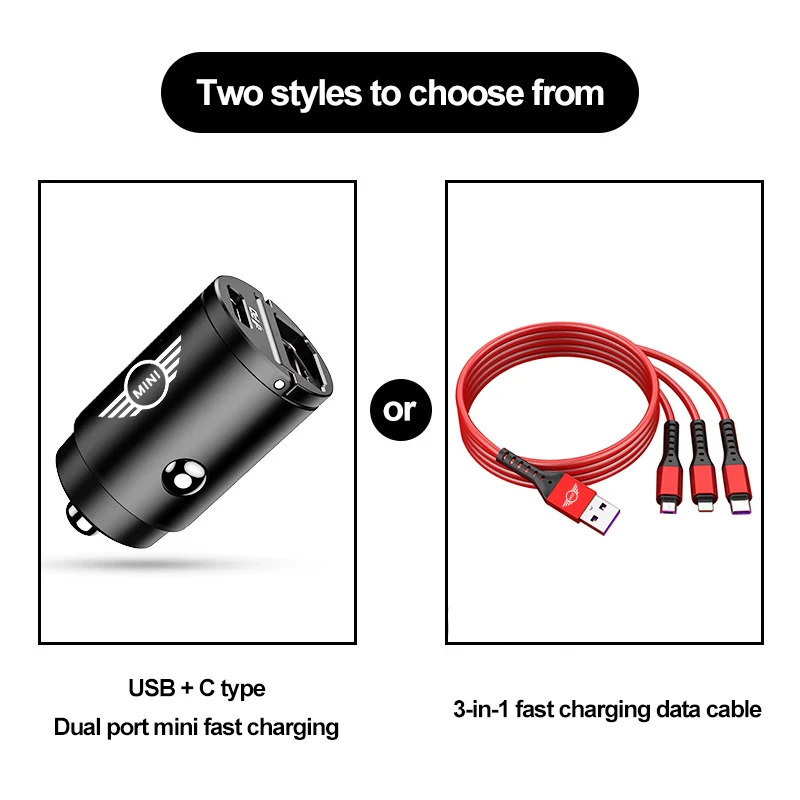 Mini USB Car Quick Charger Data Line/Cigarette Lighter Convert Plug For Mini  Cooper JCW Works Hatch F54 F55 F56 F57 F60 R50 R52