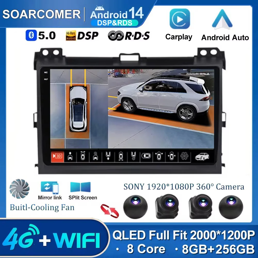 

Android 14 Car Radio For Toyota Land Cruiser Prado 120 Lexus GX470 Multimedia Player GPS Navigation CarPlay Autoradio IPS Screen