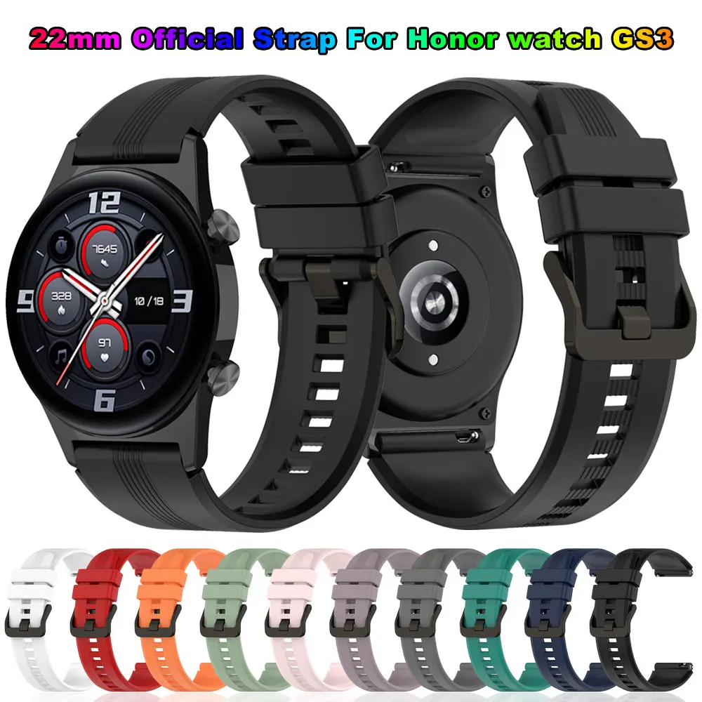 

Официальный силиконовый ремешок для часов 22 мм для Honor Watch GS3, аксессуары для умных часов Honor Watch GS 3, ремешок-браслет