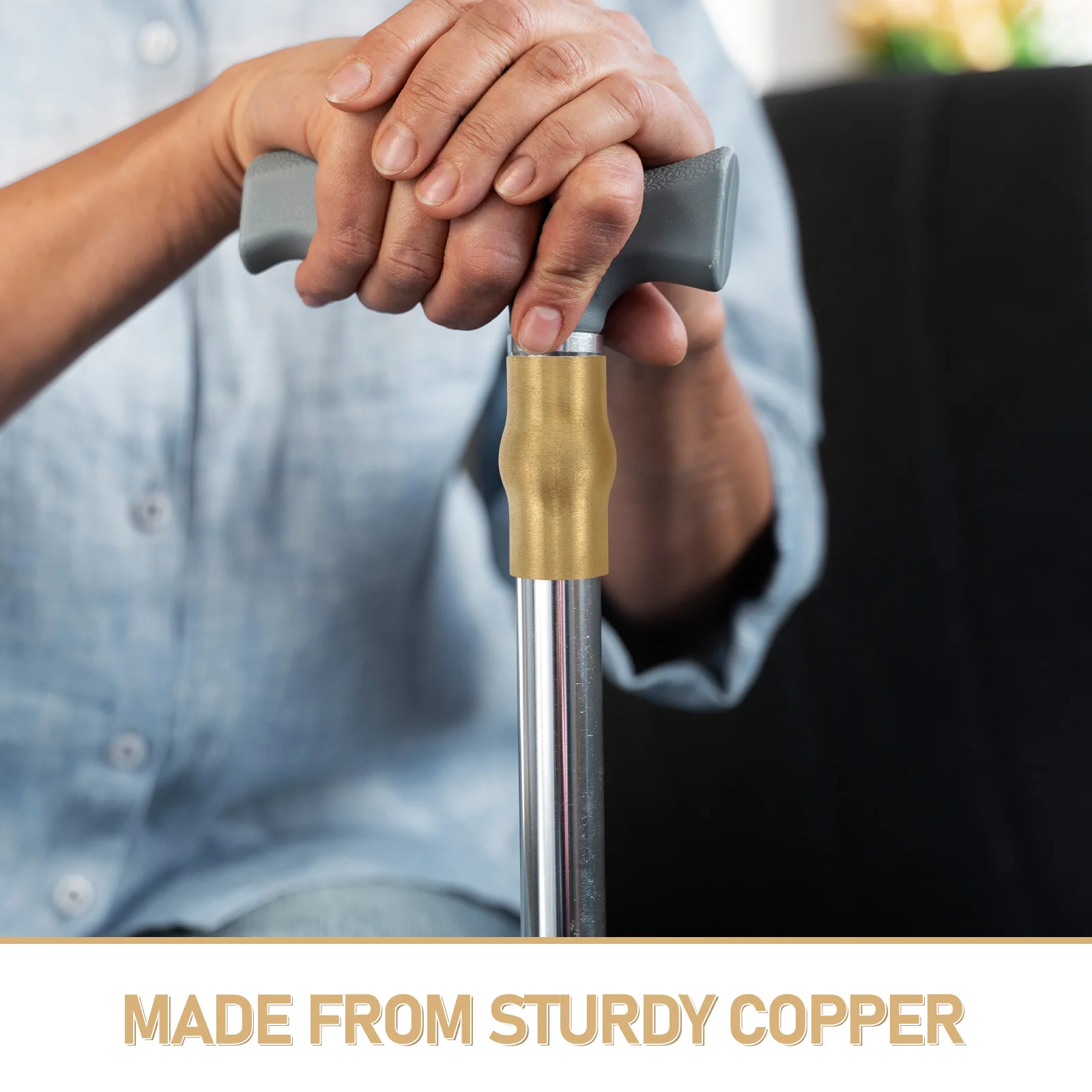 Cane Joint Accessories Copper Elderly Walking Stick Non-slip Cover Brass Parts Material Diy Convenience Antislip Design