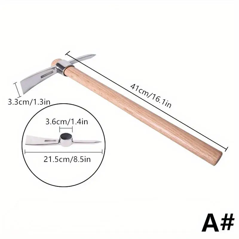 1Pcs Stainless Steel Pickaxe with Wooden Handles Outdoor Camping Gardening Mattock Multifunctional Pick Axe