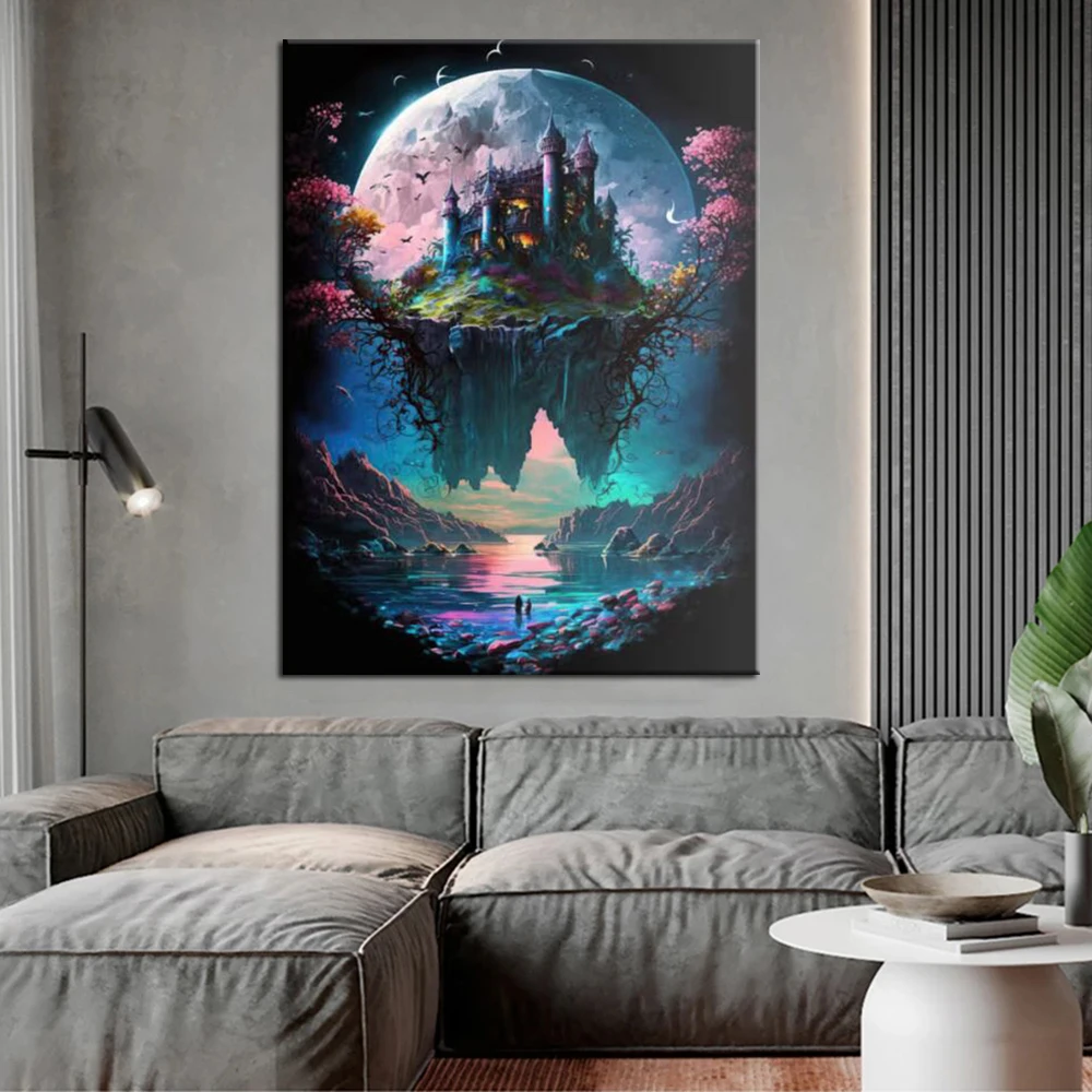 Fantastic Castle and Moon Picture Full Drills 5D Diamond Painting Mosaic Embroidery Diy Cross Stitch For Home Decorations J3618