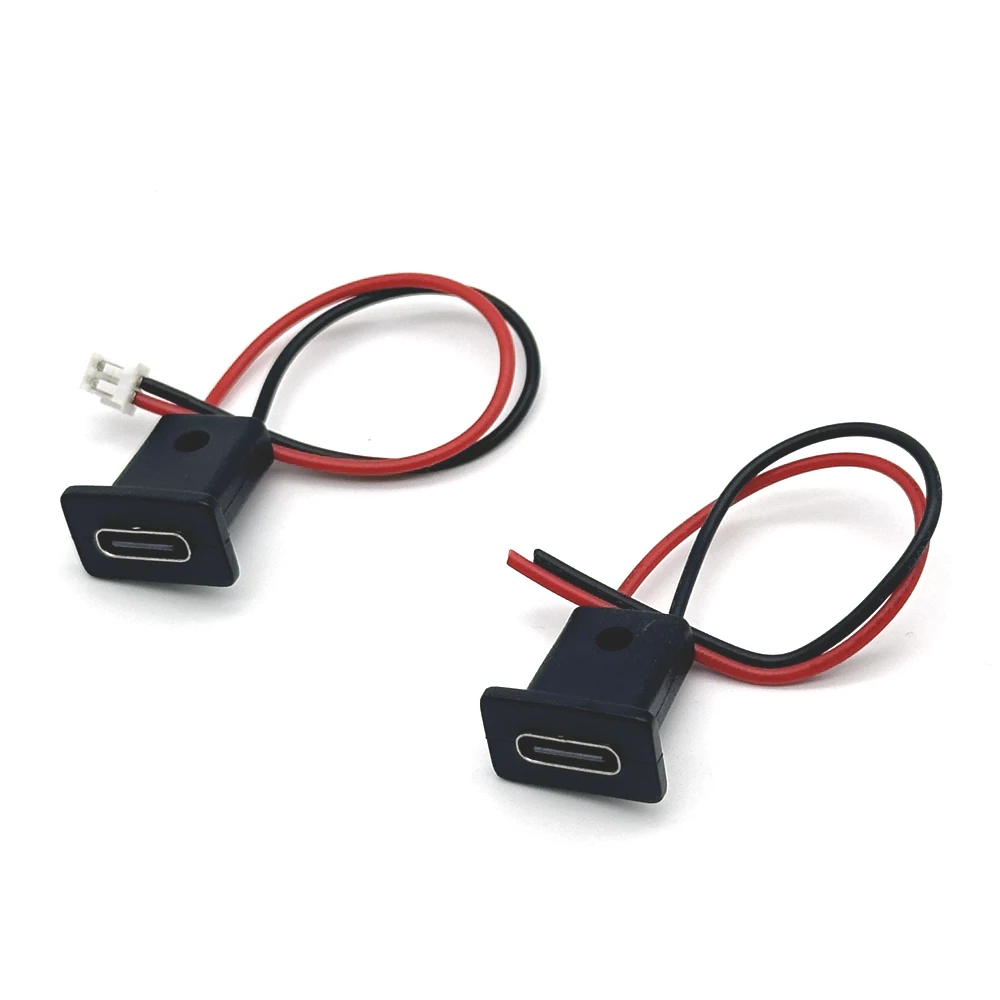 2Pin USB-C Type Waterproof USB Connector Direct Compression Female Base Female Socket Charging Interface With Welding Wire ZH1.5