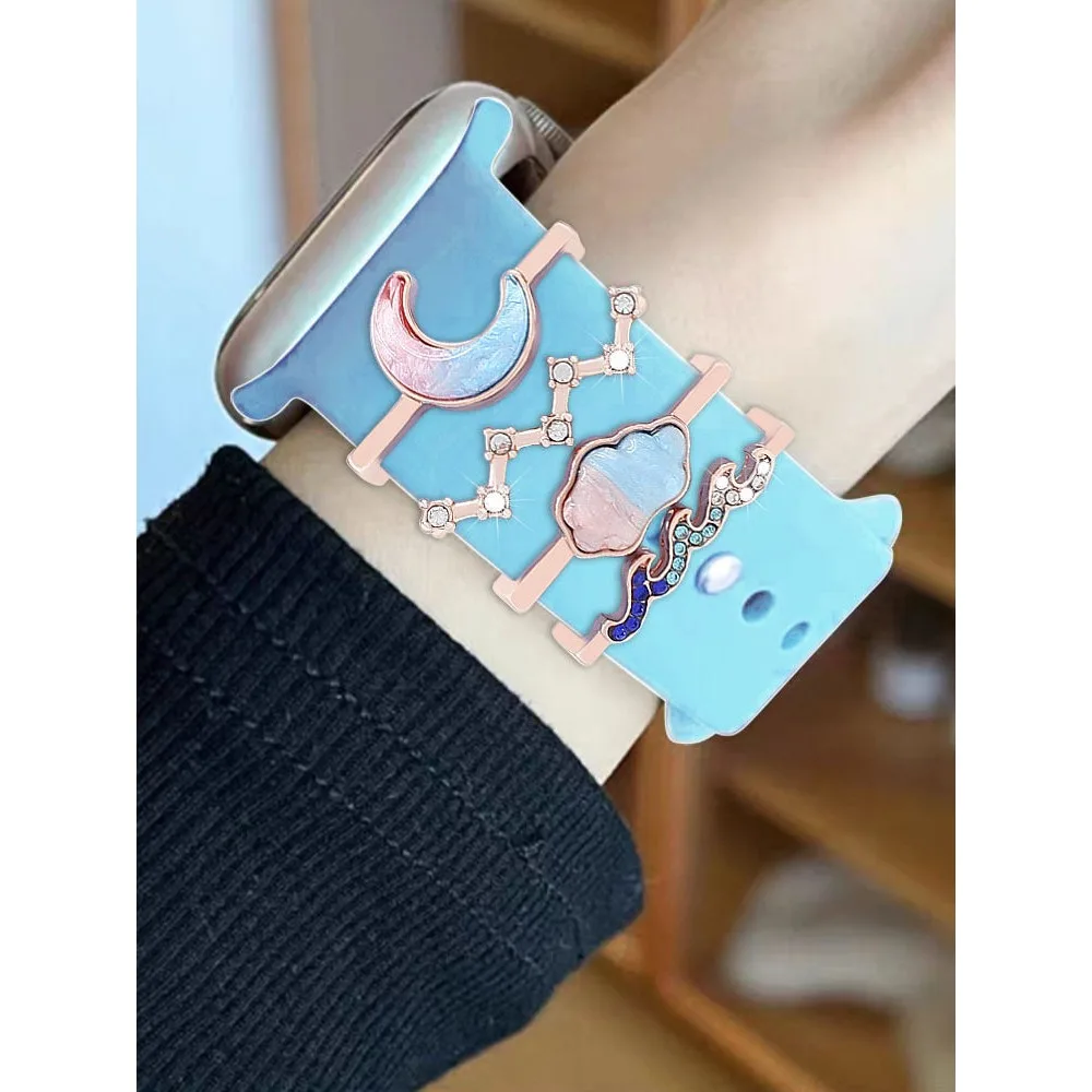 Cute Moon Heart Dog Paw Alloy Buckle Charm for Watch Silicone Wristband Personalized DIY Decoration