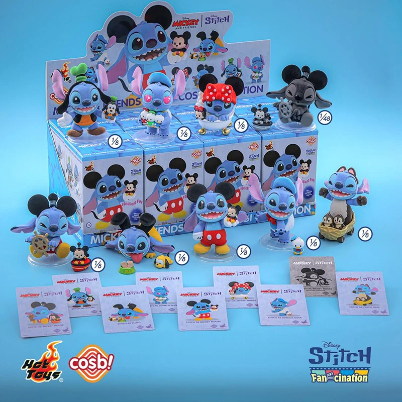 Hot Toys Disney Stitch Mania Series Mickey & Friends Cosbi Caja Sorpresa Coleccionable Linda Decoración de Escritorio Regalo Sorpresa para Fans del Anime