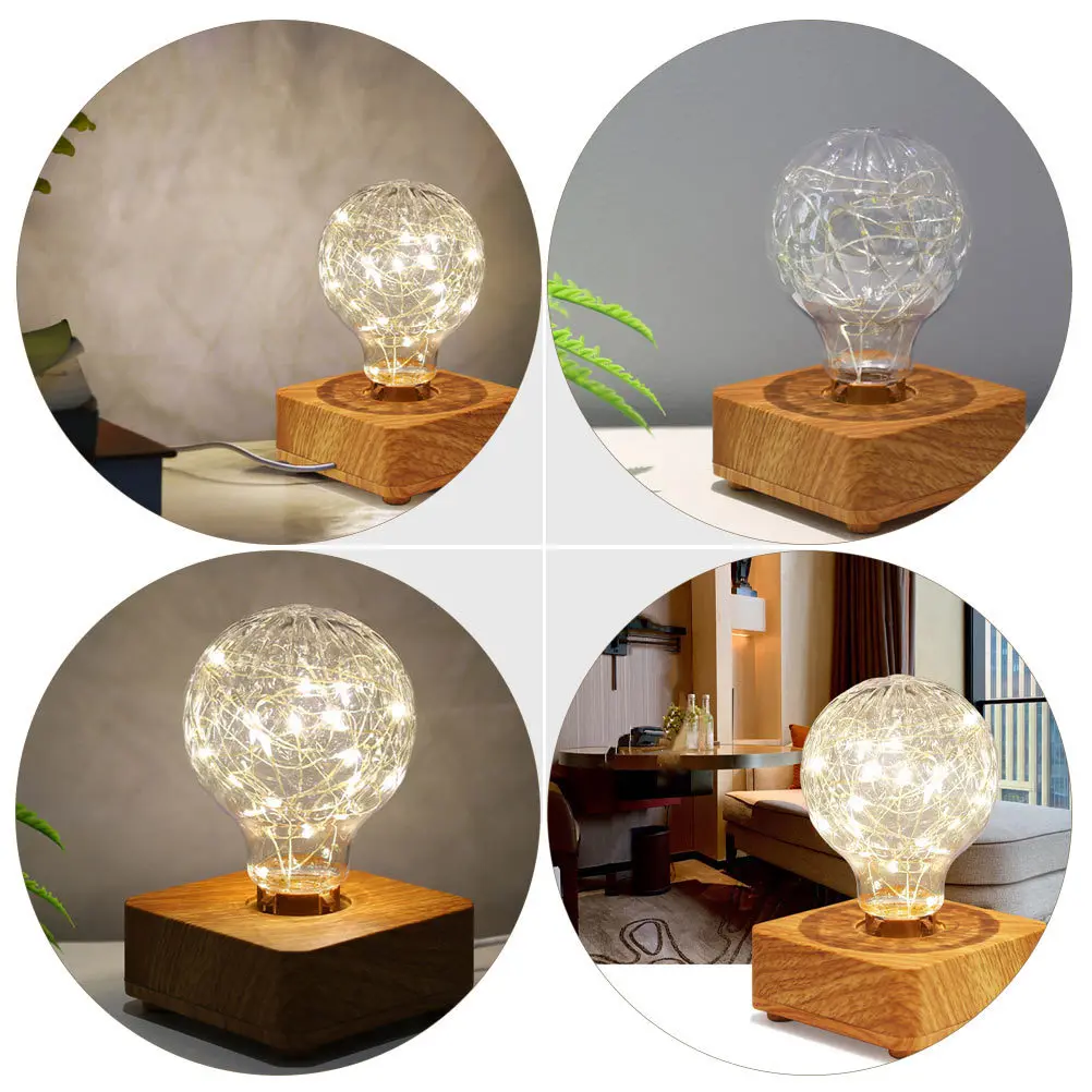 

Wooden LED Night Lamp USB Charging Bedside Table Lamp Modern Creative Decorative Light for Bedroom Office Desk Warm Light