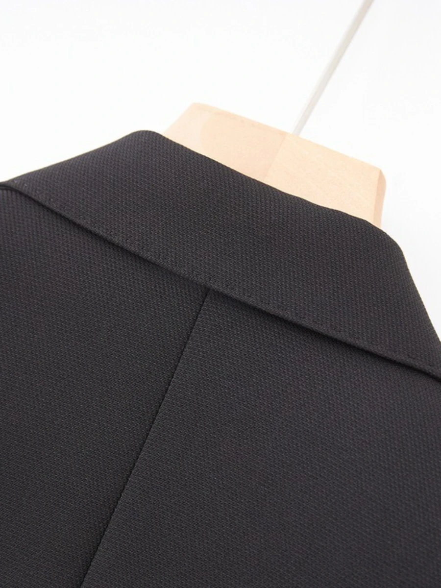 سترة CHICEVER سوداء مقسمة مزدوجة الصدر سترة نسائية بأكمام طويلة للتخسيس سترات نسائية راقية للخريف على الموضة