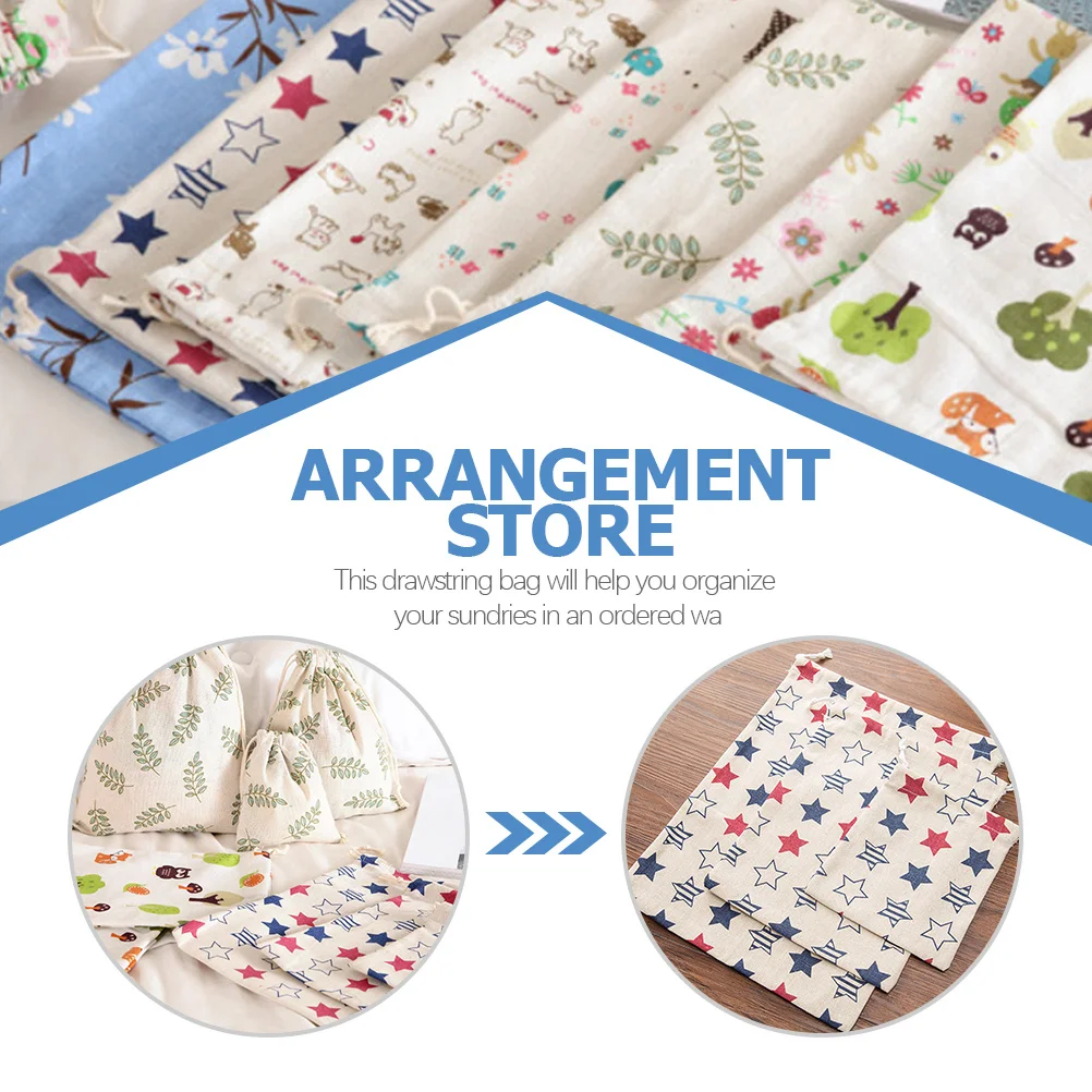 6 шт. мешочки на шнурке, хлопковые и льняные дышащие сумки для хранения одежды, носков, нижнего белья, органайзер для путешествий, домашний общежитие