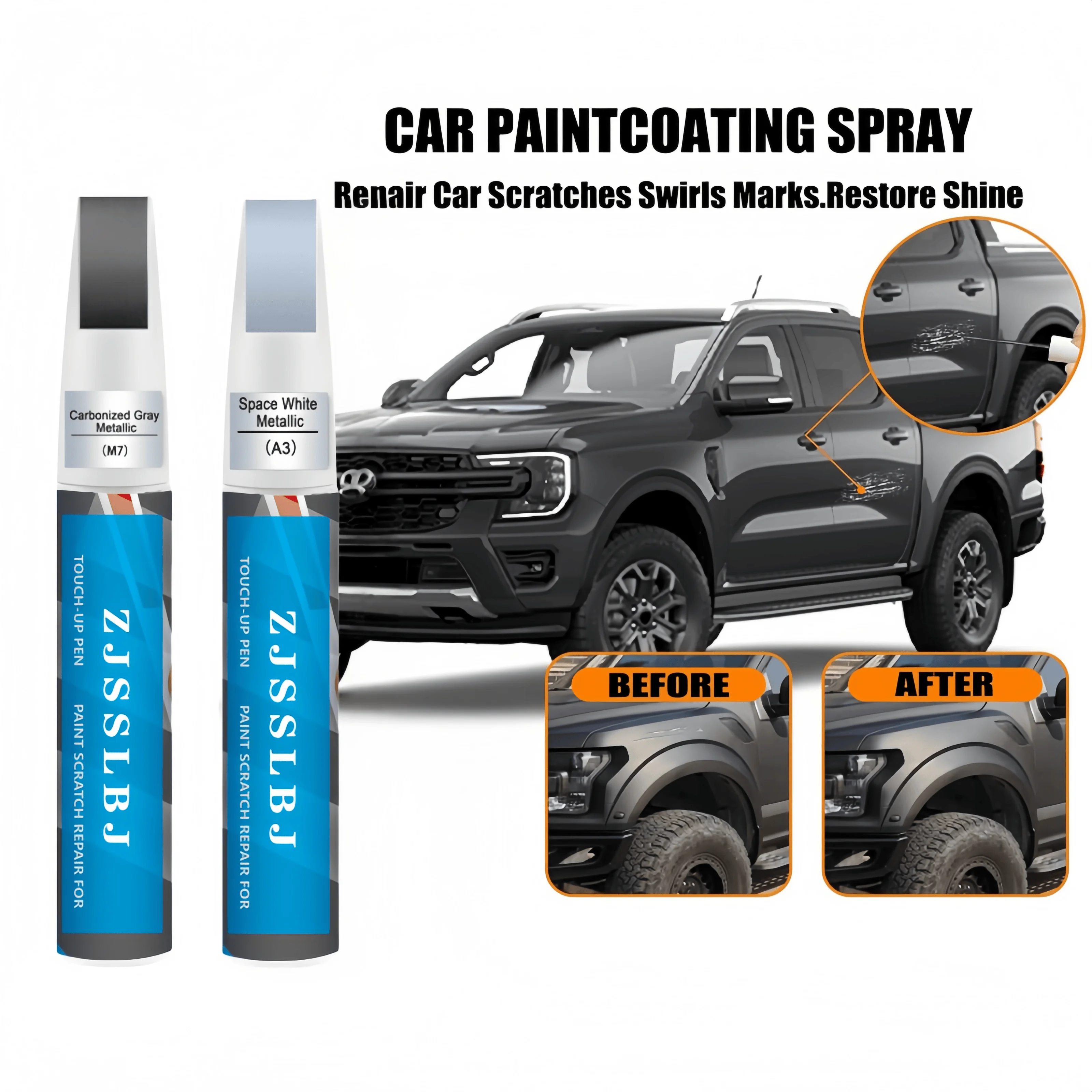 for Ford Touch Up Paint Kit w/ 2K Clear Coat - Exact Match UM Agate Black, YZ Oxford White - Chip Scratch Repair