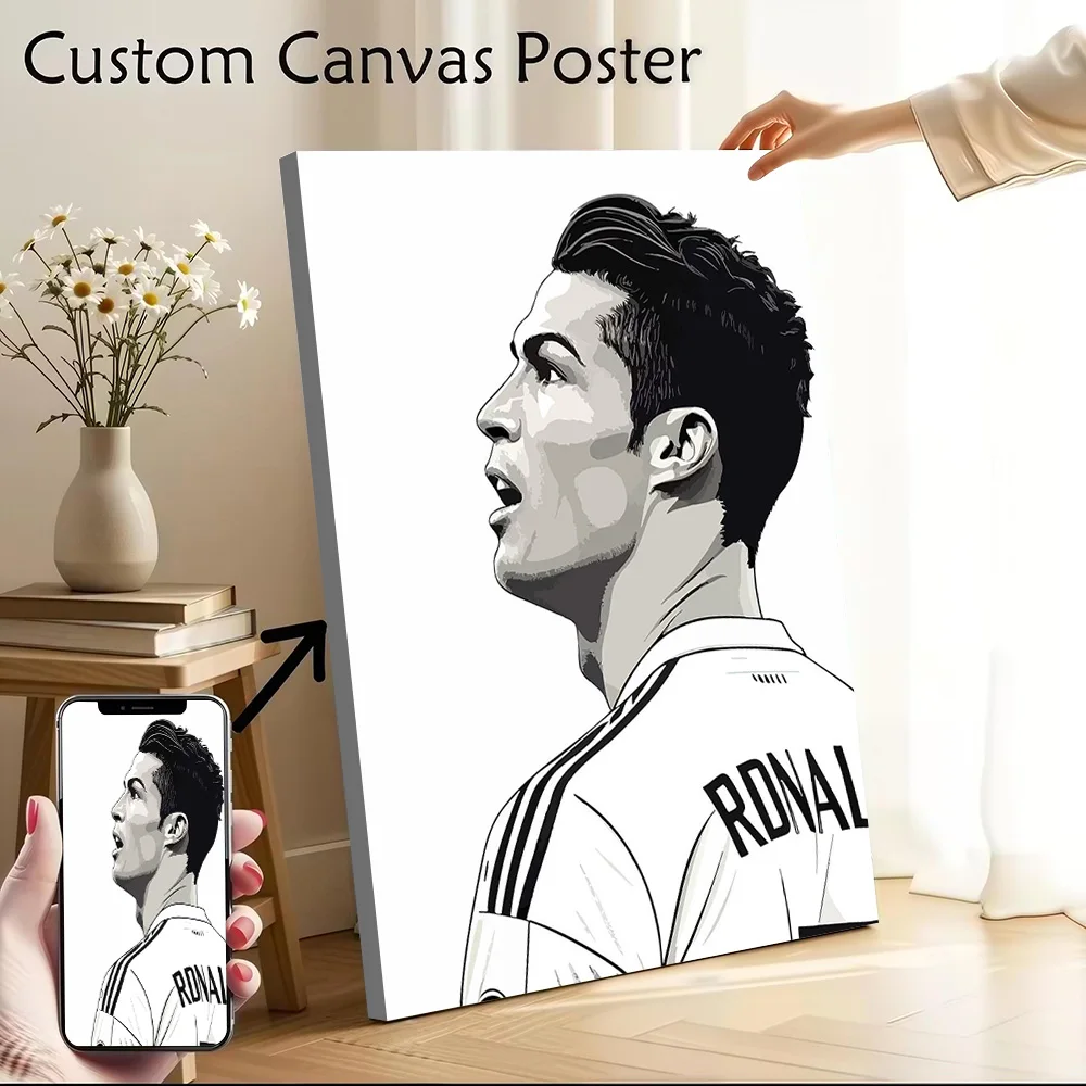 Cristiano Ronaldo Portrait Canvas Poster Customizable Pictures Wall Art Canvas Painting for Living Room Decorations Wand Deko