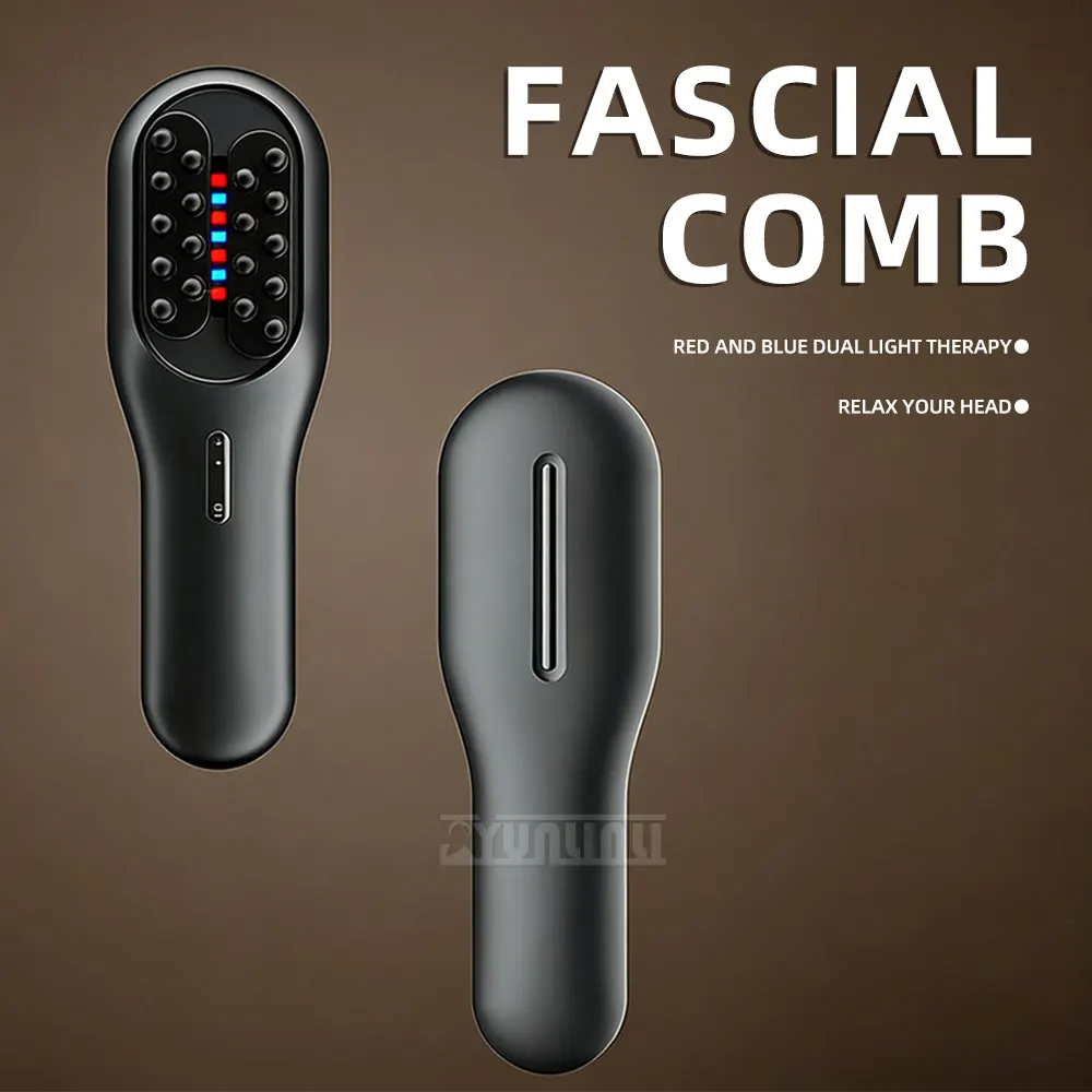 Red And Blue Light Fascia Comb Head Massager Electric Fascia Comb