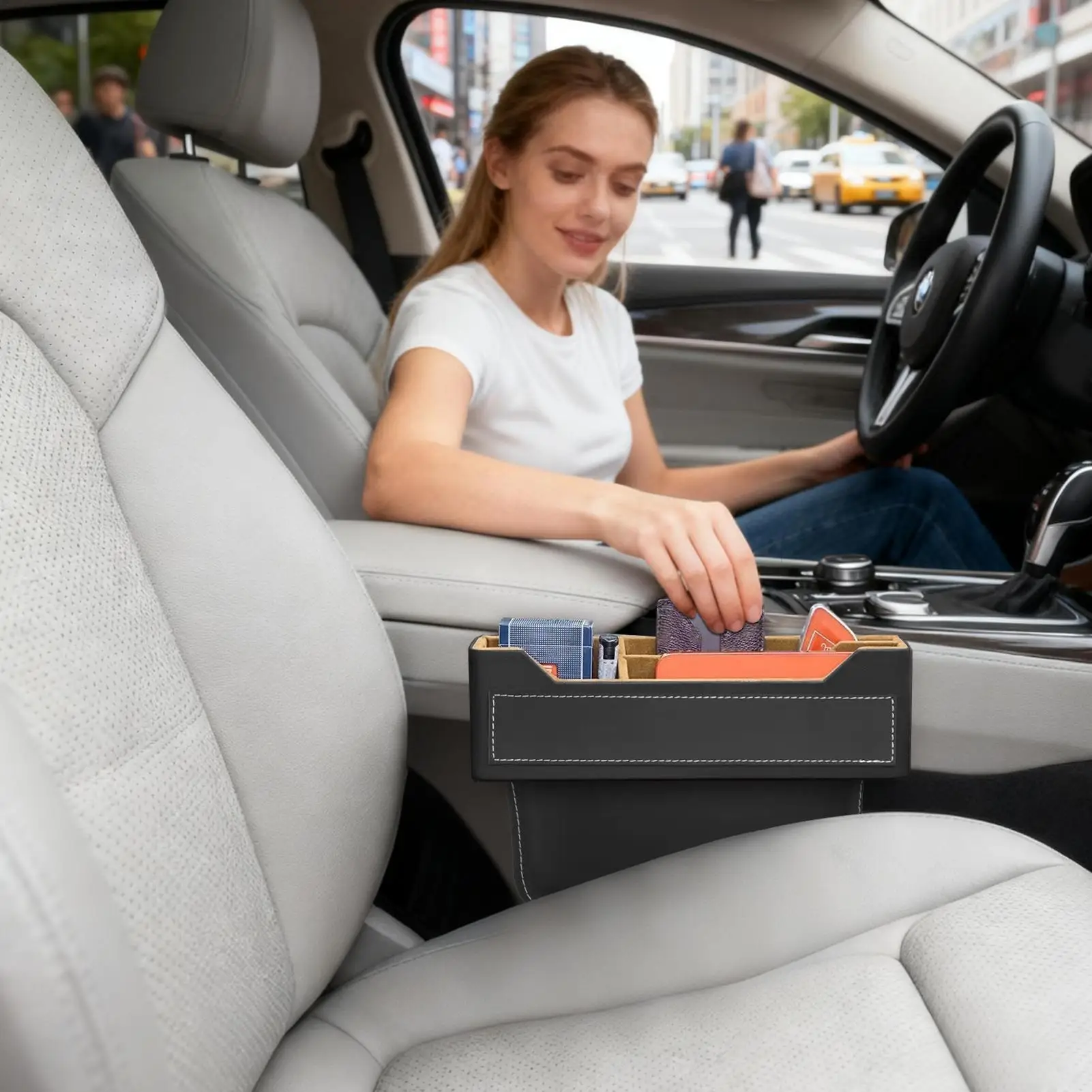 

Car Seat Gap Organizer Space Saving Storage Box Organization Auto Side Seat Gap Storage Box For Phone Sunglasses Cards Keys