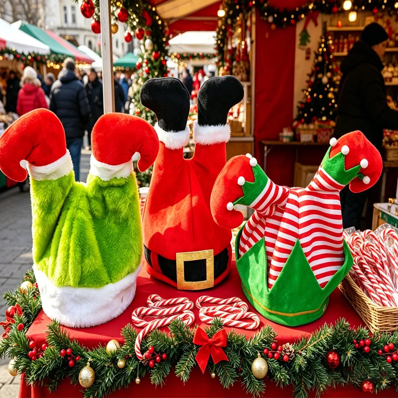 Shaking Funny Swinging Hat Trick or Treat Elf Inverted Pant Leg Hat Internet celebrity party props Hot Christmas Hat