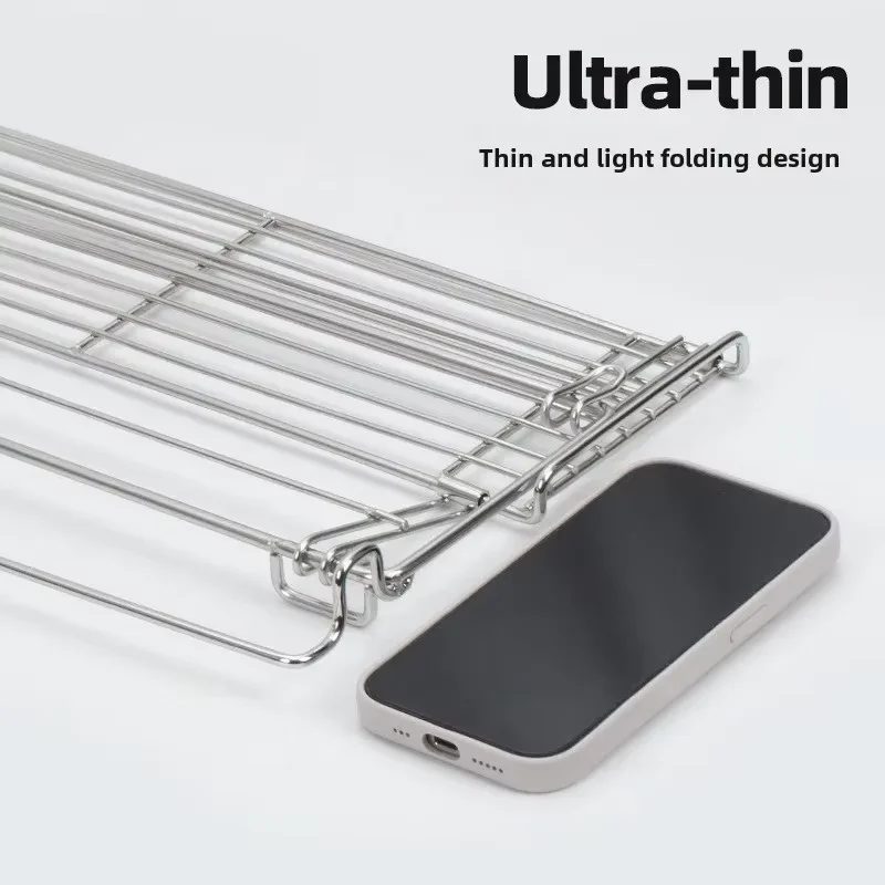 Outdoor Aluminum Folding Table Side Storage Rack with Hanging Mesh IGT Expansion Bracket - Table Extension Basket for Hanging St view 5
