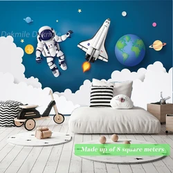 Murales de papel tapiz del universo para habitación de niños, astronauta, cohete, Planeta, Fondo de TV, pared de bebé, guardería, decoración de guardería