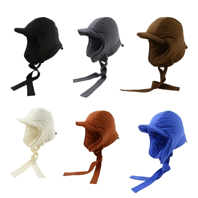 

Adult Down Cotton Ski Balaclava Winter Hat Women Men Casual Solid Color Ear Protector Beanie Cap Outdoor Windproof Cycling Hat