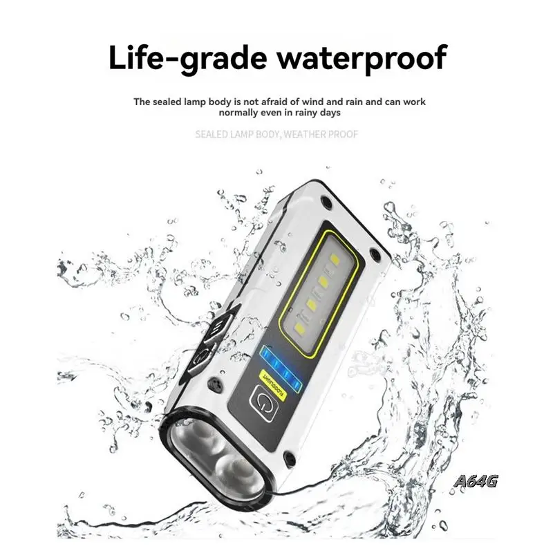 

Super Bright LED Source Work Lamp Magnetic Base Keychain Flashlight Type-C Camping Lantern