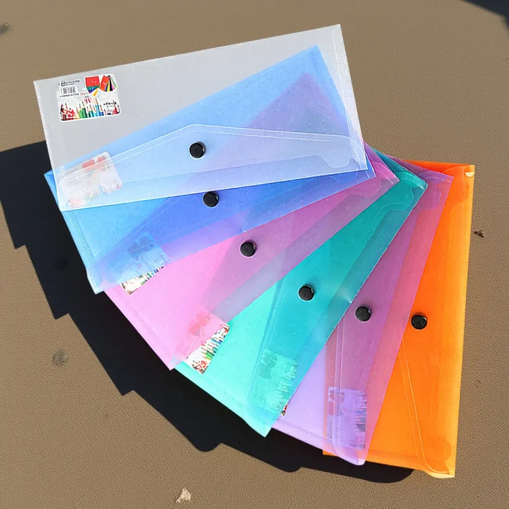 

6Pcs Plastic File Folder Clear Document Envelope Holder Lightweight Easy Carry Snap Button Secure Storage for Students