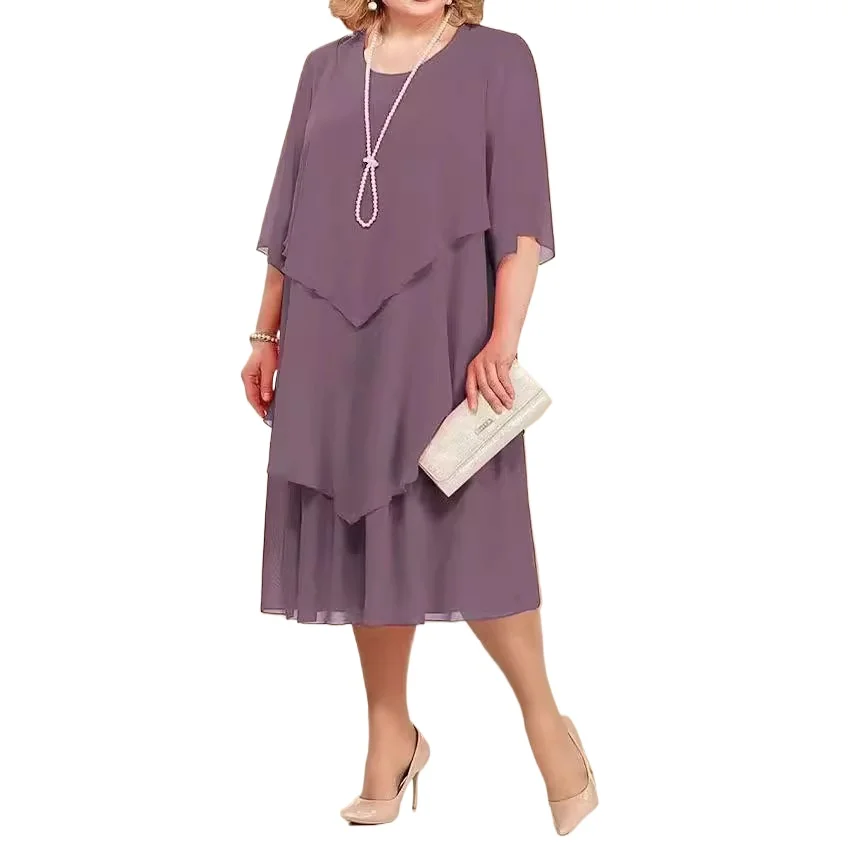 

Elegant Chiffon Mother of Bride Dress With Half Sleeves