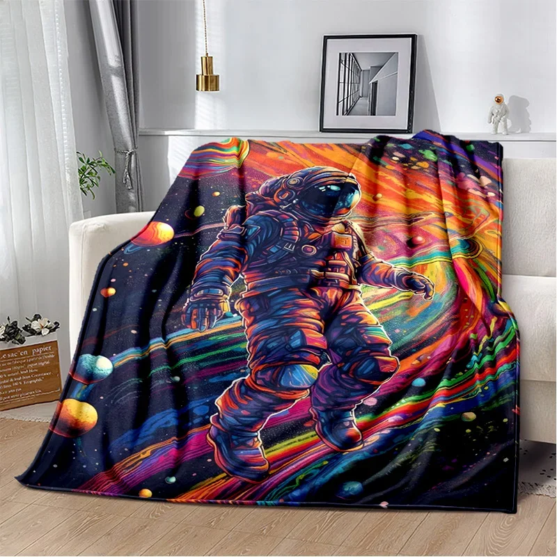 Space Astronaut Universe Spaceman Cartoon Blanket,Soft Throw Blanket for Home Bedroom Bed Sofa Office Cover Blanket Kid