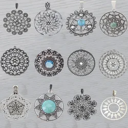 2 x Tibetan Silver Mix Large Boho Bohemia Filigree Flower Hollow Charms Pendants for DIY Necklace Jewelry Making Findings