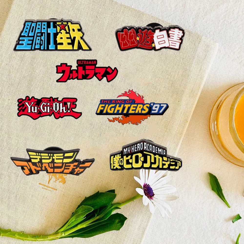 Japanese Manga Anime Three-Dimensional Text Logo Enamel Brooch Fan Gift Pin Badge Accessories Childhood Memories