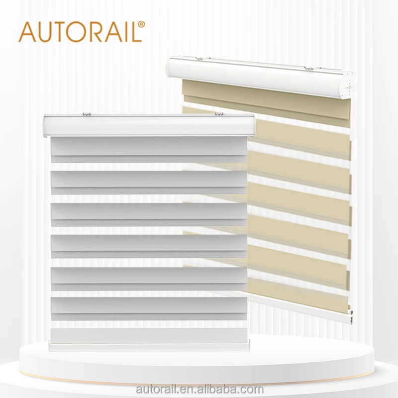 

Wireless Automation WiFi Alexa Smart Control Blackout Window Electrical Battery Motorized Zebra Roller Blinds Shades