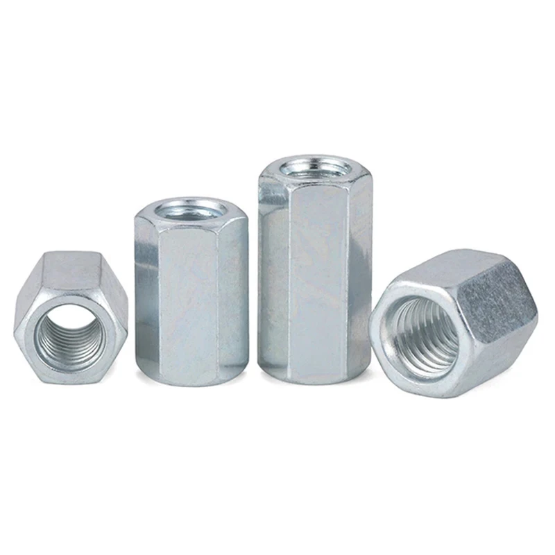 

M5 M6 M8 M10 M12 M14 M16 M18 M20 Galvanized Steel Hex Coupling Nut / Threaded Rod Extension Joint Nut DIN6334
