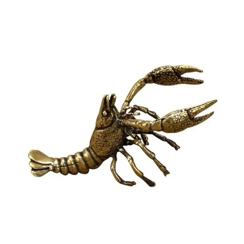 Antike Patina-Hummer-Skulptur aus massivem Messing, Kupfer, handgefertigtes Weihnachtsschmuck, vergoldetes Tier, Tee, Haustier, Sammlerstück – Detail 1