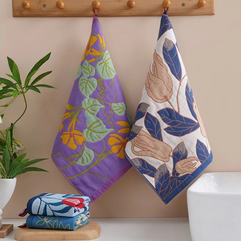 Jacquard Four-layer Cotton Yarn Hand Towel Household Accessories Quick-drying Hands Pure Cotton Towel New Bathroom Kitchen Towel