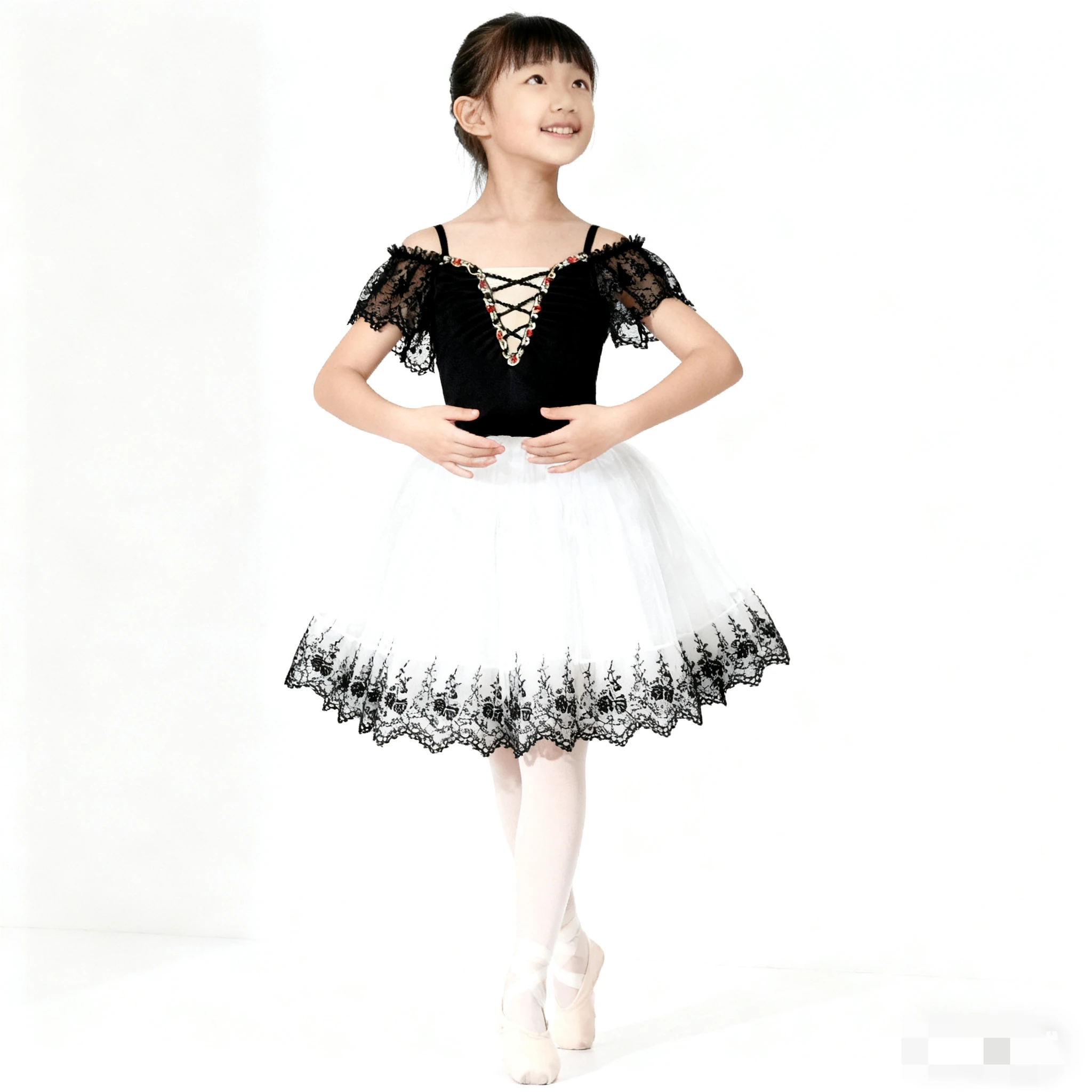 children's-clothing-tutu-children-costume-black-ballet-tutus-long-dress-girls-performance-dance-ballerina