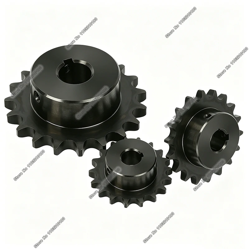 1Pc 04C Roller Chain Drive Sprockets Wheel 17T to 40T with Keyway Hole Bore 10mm to 20mm 45# Steel Chain Gears Pitch 1/4