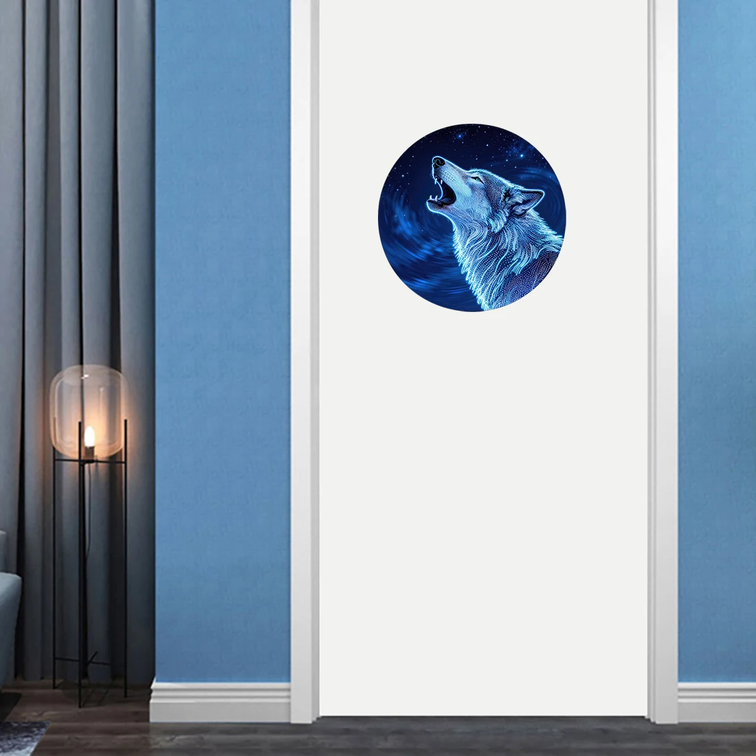Three Ratels CFN26 wolf howling at the moon Artistic wall stickers for home decoration Personalized car decals