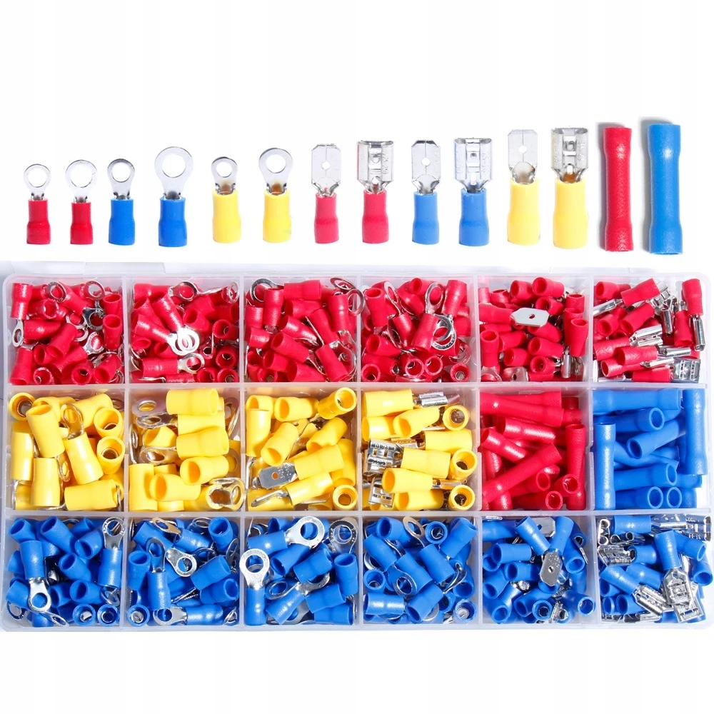 545PCS Insulated Cable Connector Electrical Wire Crimp Spade Butt Ring Fork Set Ring Lugs Rolled Terminals Assorted Kit