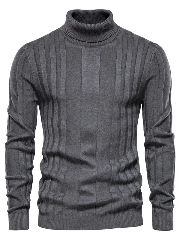

Men's High Collar Knitted Sweater Casual Warm Base Layer irt Pure Color Oversize Hoodie Cotton Blend Fabric Youth Faion