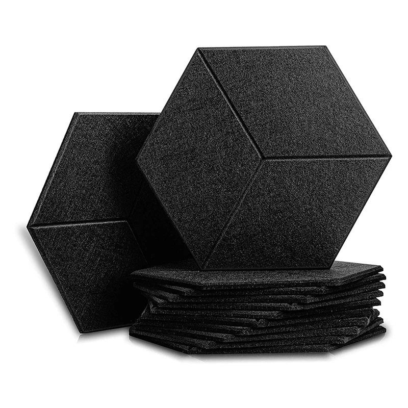 

12 Pcs Acoustic Panel Sound Insulation Board,Hexagon Sound Insulation Pad,for Sound Insulation &Acoustic Treatment,Black