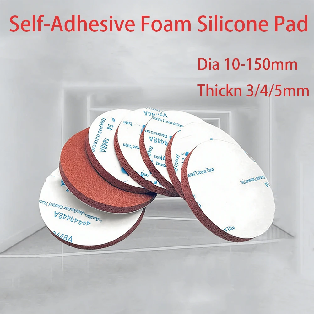 10Pcs Dia 15mm-150mm Self-Adhesive Foam Silicone Pad Thickn 6/8/10mm Red Adhesive Solid Round Pad Resistant To High Temperature