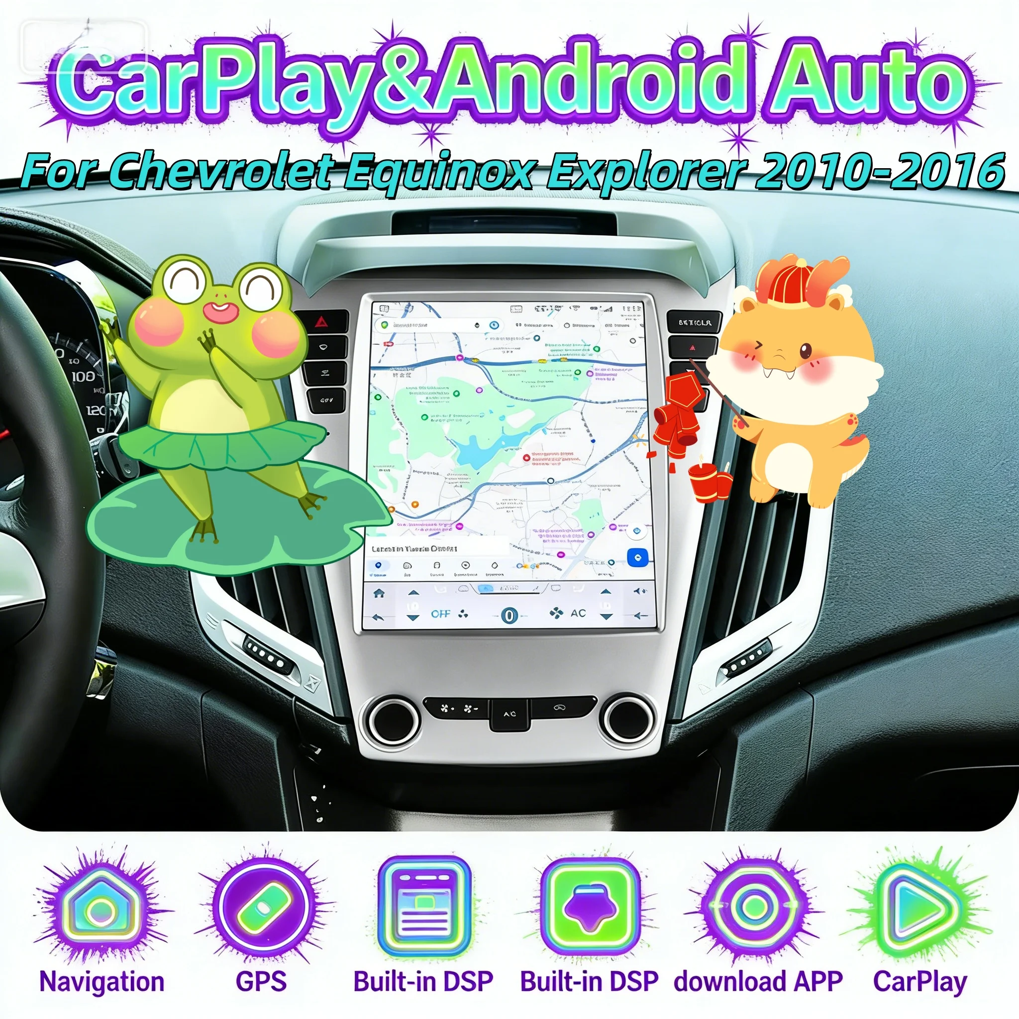 Android 14 para Chevrolet Equinox Explorer 2010-2016, Radio para Auto con Carplay, Multimedia Automotriz, Pantalla 2K, Bluetooth, GPS, 4G, WIFI