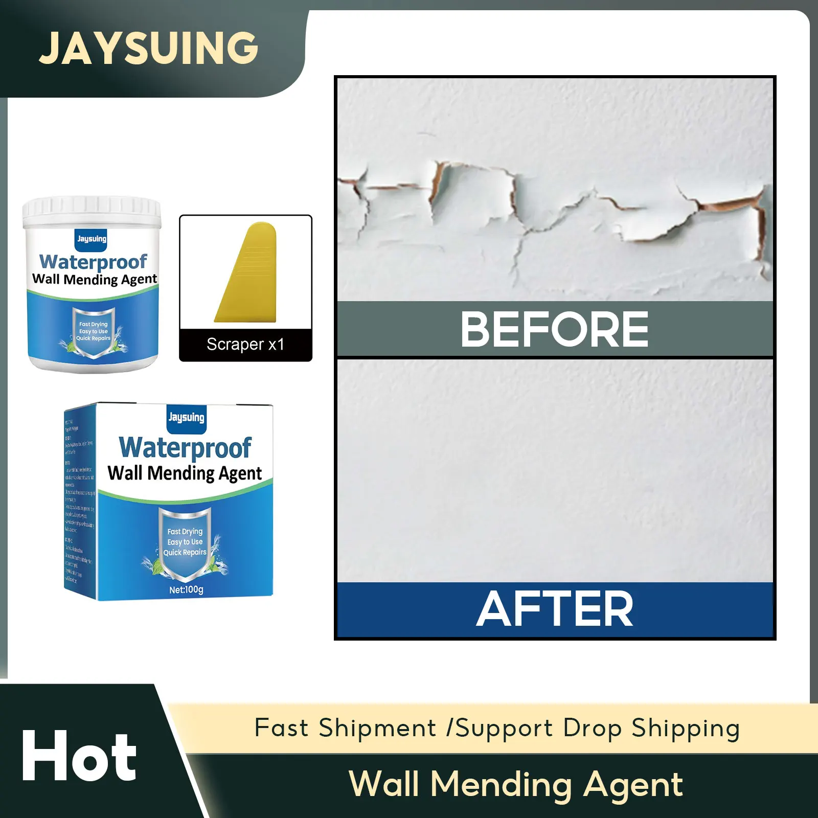 Wall Mending Agent Waterproof Wall Repair Paint Crack Mildew Remover Anti-Leaking Sealant Quick-Drying Restore Wall Repair Paste