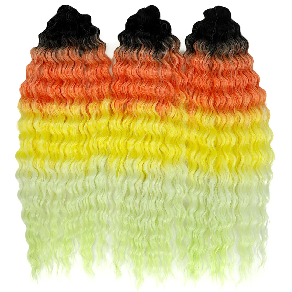 LOVE ME 22 Zoll 300g/3 Stück Ariel Curl Haar Wasserwellen Twist Crochet Haar Synthetische Ombre Regenbogenfarben Flechthaarverlängerungen – Detail 5