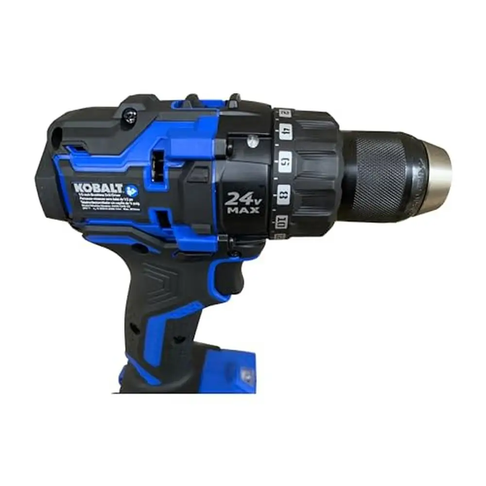 Cordless Drill Kobalt XTR 24V Brushless Keyless 1/2-in Torque Control LED Work Light Aux Handle Double-End Beltclip Bit Holder