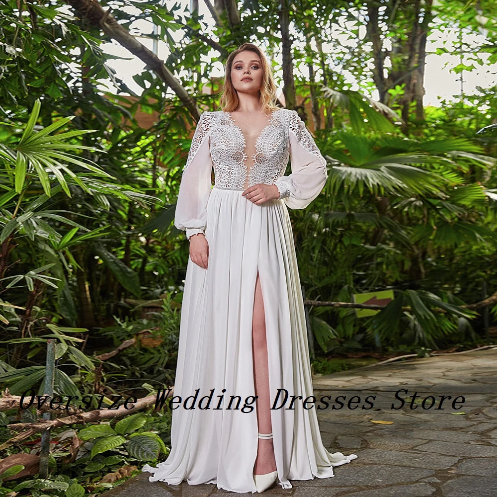 

Plus Size Strapless Wedding Dresses with Lace 2024 Puffy Short Sleeve Bridal Gowns for Women New Chiffon Vestidos De Novia New